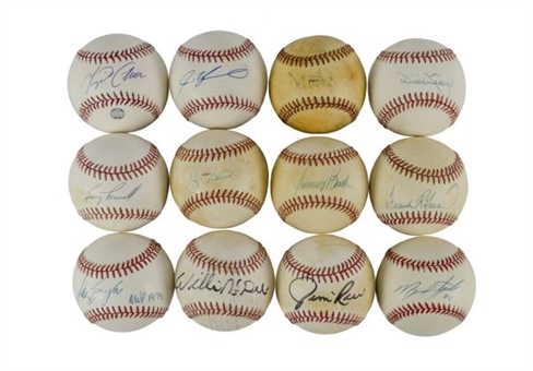 Lot of (12) Signed Most Valuable Player Award Winner Baseballs Including Miguel Cabrera, Willie Stargell, & Ivan Rodriguez